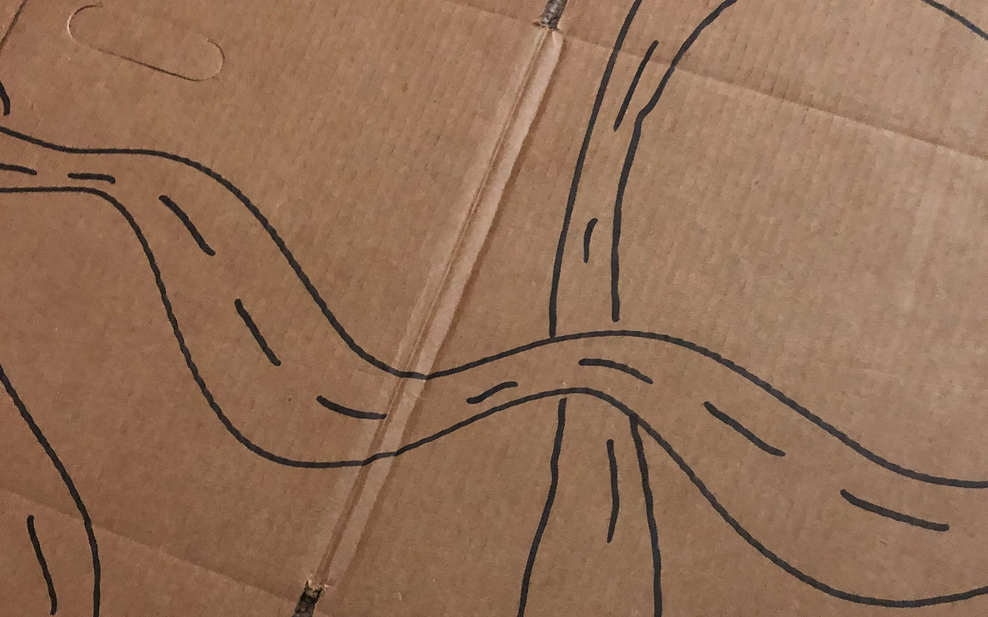 picture of hand drawn roads that my kids made